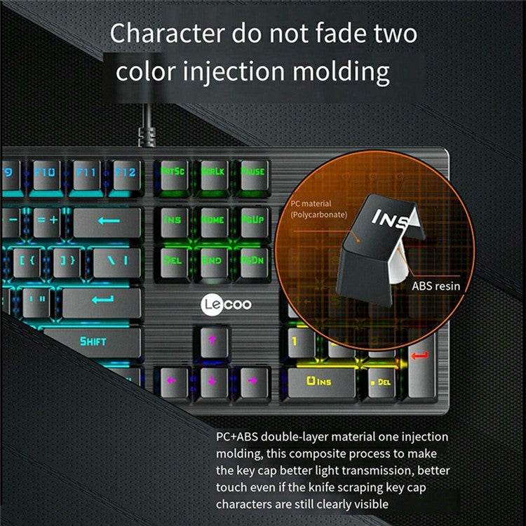 LENOVO LECOO GC300 USB Wired Color Light Gaming Mechanical Keyboard Mouse Set