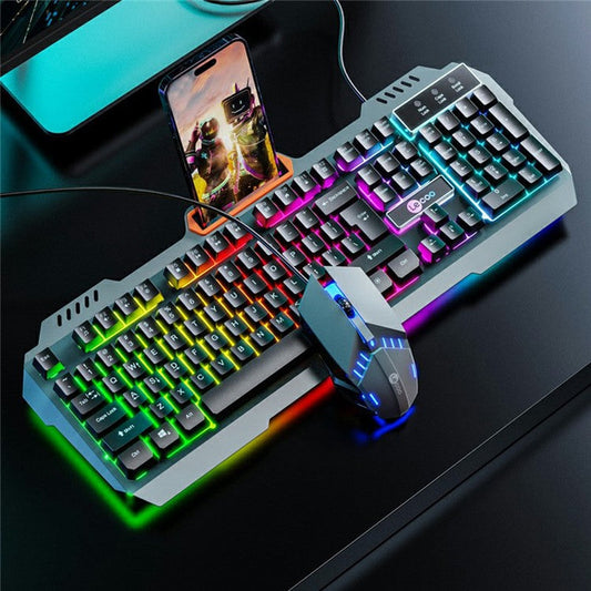 LENOVO LECOO CM107 Backlight USB Wired Gaming Mechanical Keyboard Mouse Set for Computer Laptop - Black
