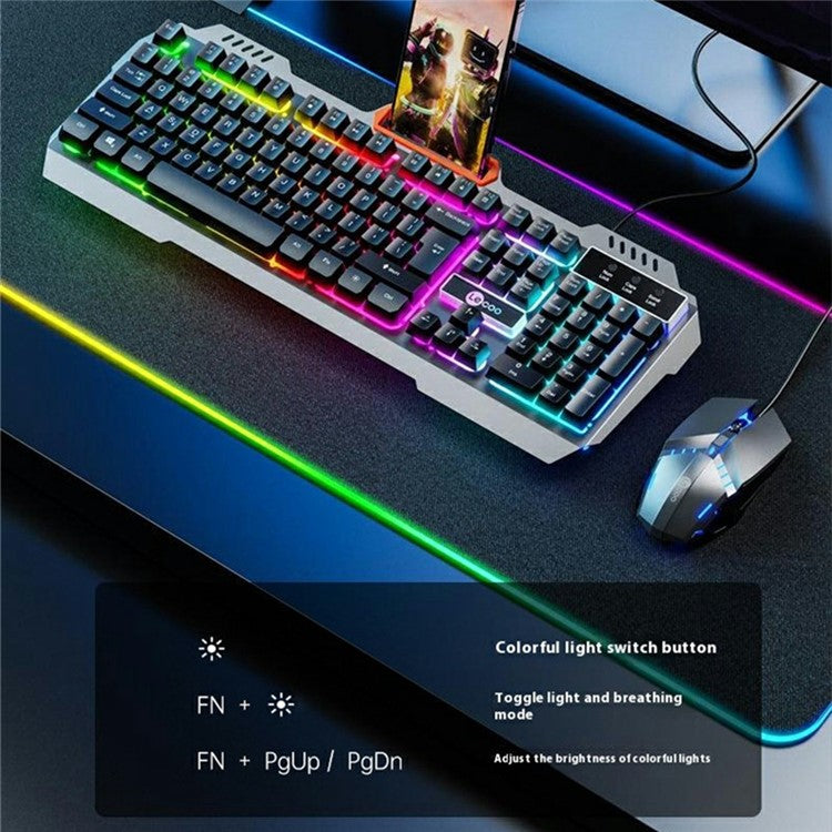 LENOVO LECOO CM107 Backlight USB Wired Gaming Mechanical Keyboard Mouse Set for Computer Laptop - Black