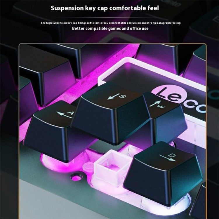 LENOVO LECOO CM107 Backlight USB Wired Gaming Mechanical Keyboard Mouse Set for Computer Laptop - White