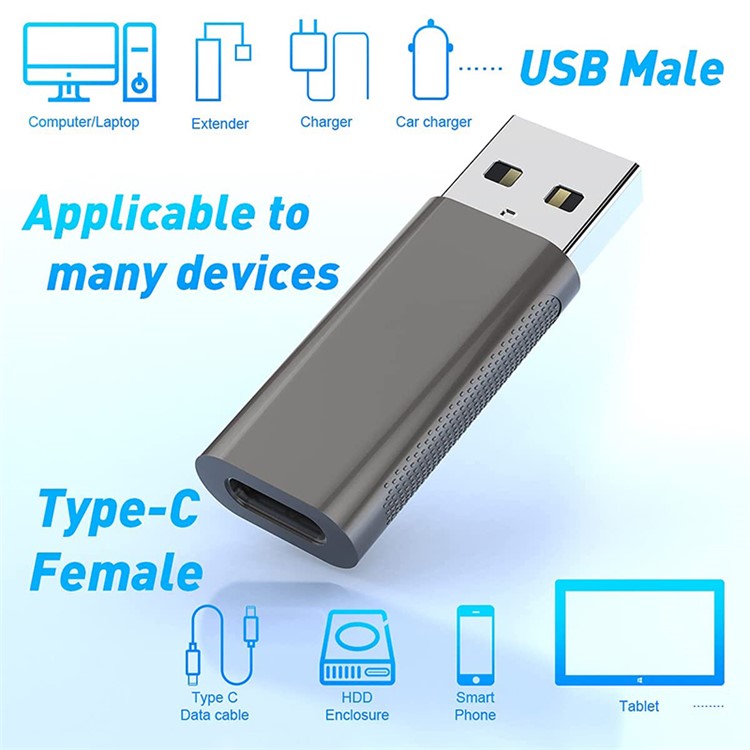 XQ-ZH0011 USB3.0 to Type-C OTG Adapter USB Male to USB-C Female Converter Charging Data Transmission Connector