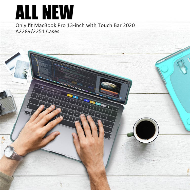 Hard PC Laptop Case Sleeve Notebook Computer Cover with Supporting Stand for MacBook Pro 13'' A2251 / A2289 / A2338 - Blue