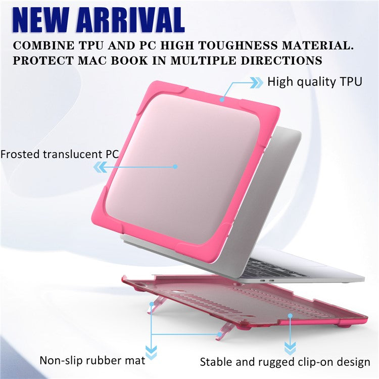 Hard PC Laptop Case Sleeve Notebook Computer Cover with Supporting Stand for MacBook Pro 13'' A2251 / A2289 / A2338 - Rose