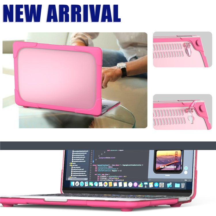 Hard PC Laptop Case Sleeve Notebook Computer Cover with Supporting Stand for MacBook Pro 13'' A2251 / A2289 / A2338 - Rose