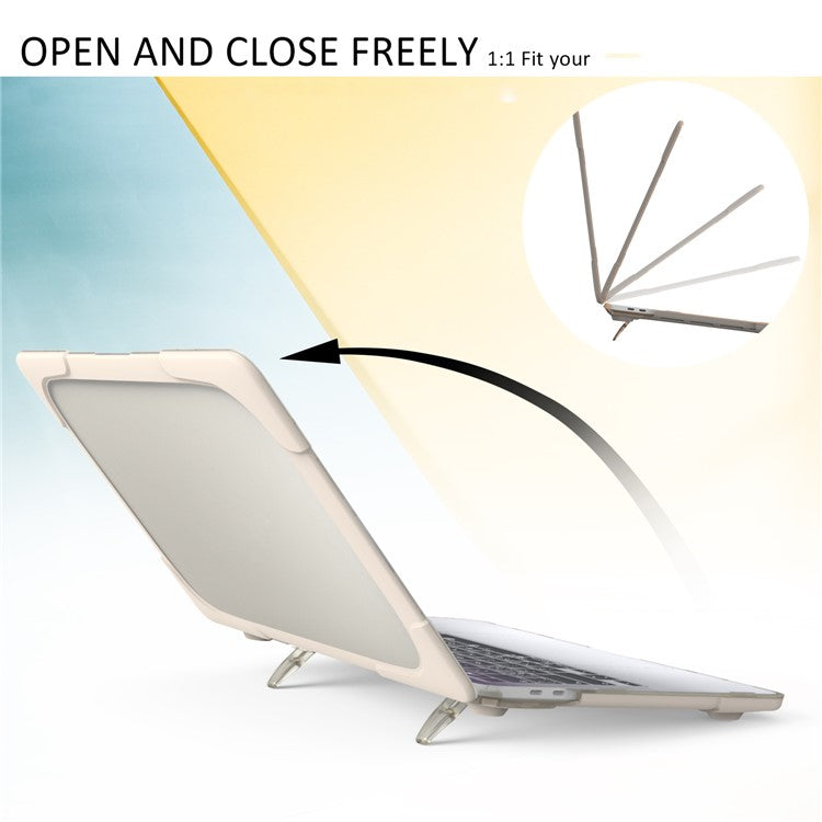 Hard PC Laptop Case Sleeve Notebook Computer Cover with Supporting Stand for MacBook Pro 13'' A2251 / A2289 / A2338 - Khaki