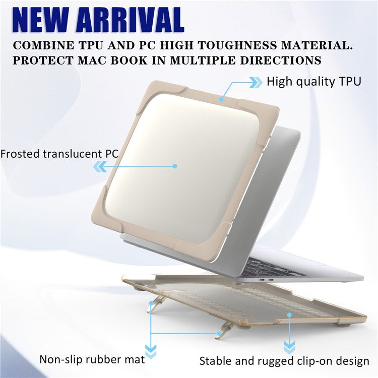 Hard PC Laptop Case Sleeve Notebook Computer Cover with Supporting Stand for MacBook Pro 13'' A2251 / A2289 / A2338 - Khaki