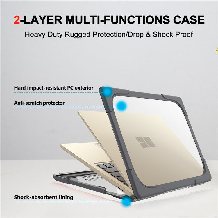 Hard PC Laptop Case with Kickstand for Microsoft Surface Laptop 2 / 3 / 4 / 5 15-inch 1873 / 1953 / 1979 Metal Keyboard Version - Grey