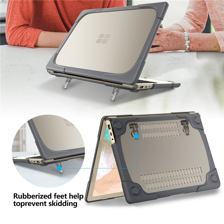 Hard PC Laptop Case with Kickstand for Microsoft Surface Laptop 2 / 3 / 4 / 5 15-inch 1873 / 1953 / 1979 Metal Keyboard Version - Grey