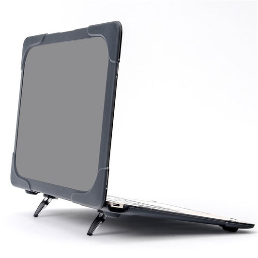 Drop-proof Supporting Stand Design Hard PC Laptop Case Well-protected Notebook Cover for MacBook Retina 12'' A1534 / A1931 - Grey