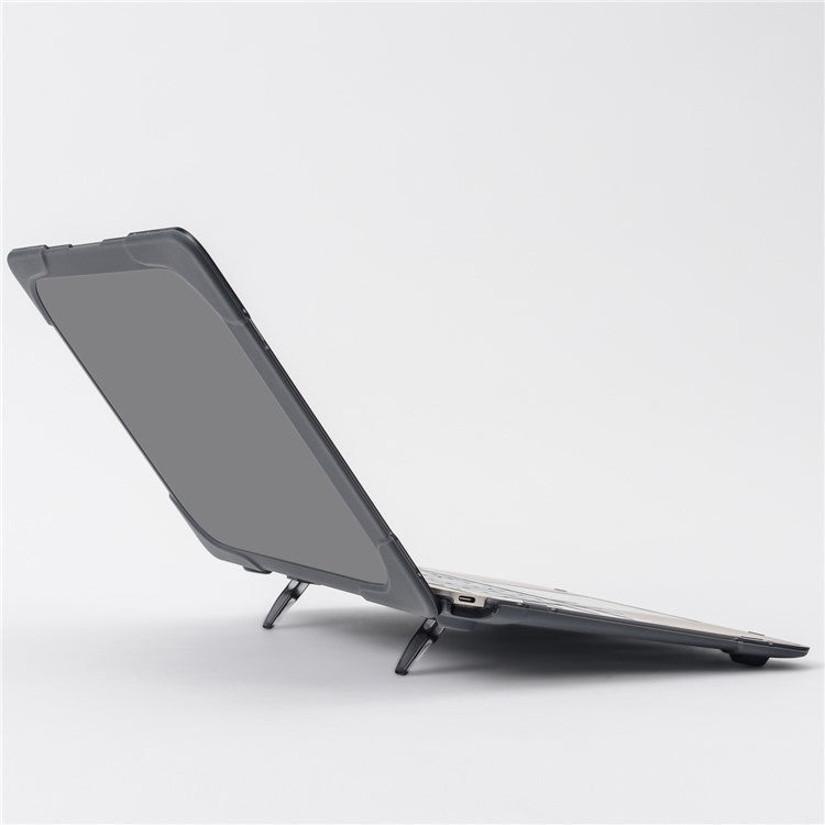 Drop-proof Supporting Stand Design Hard PC Laptop Case Well-protected Notebook Cover for MacBook Retina 12'' A1534 / A1931 - Grey
