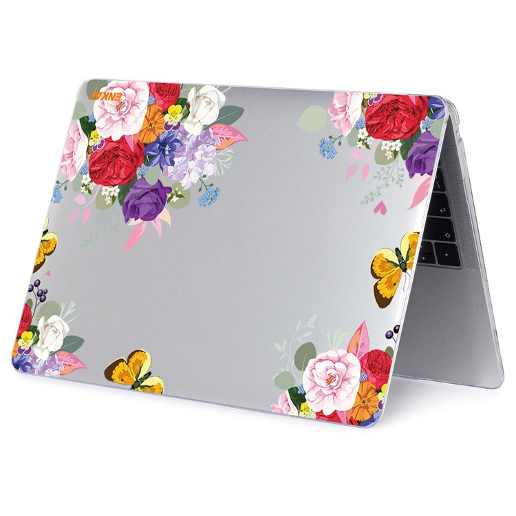 ENKAY HAT PRINCE for MacBook Pro 16 inch (2024) (2023) (2021) A2485 Flowers Pattern Crystal PC Laptop Case - Rose