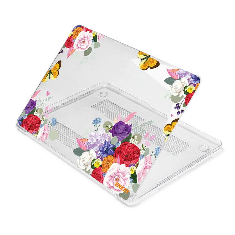 ENKAY HAT PRINCE for MacBook Pro 16 inch (2024) (2023) (2021) A2485 Flowers Pattern Crystal PC Laptop Case - Rose
