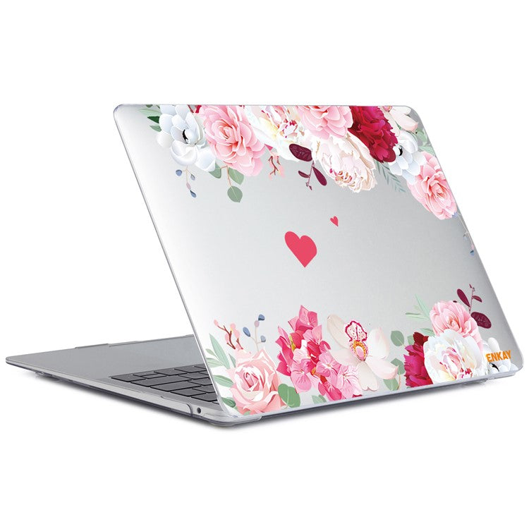 ENKAY HAT PRINCE for MacBook Pro 16 inch (2024) (2023) (2021) A2485 Flowers Pattern Crystal PC Laptop Case - Peony