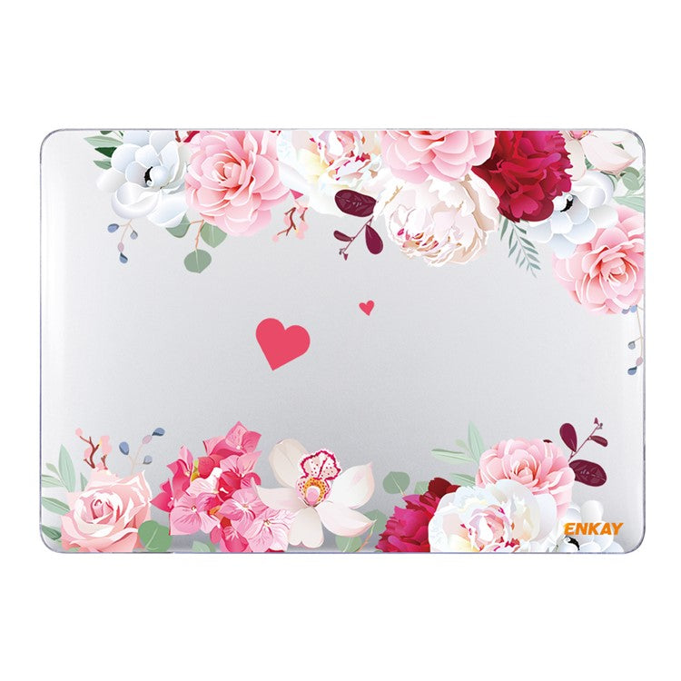 ENKAY HAT PRINCE for MacBook Pro 16 inch (2024) (2023) (2021) A2485 Flowers Pattern Crystal PC Laptop Case - Peony