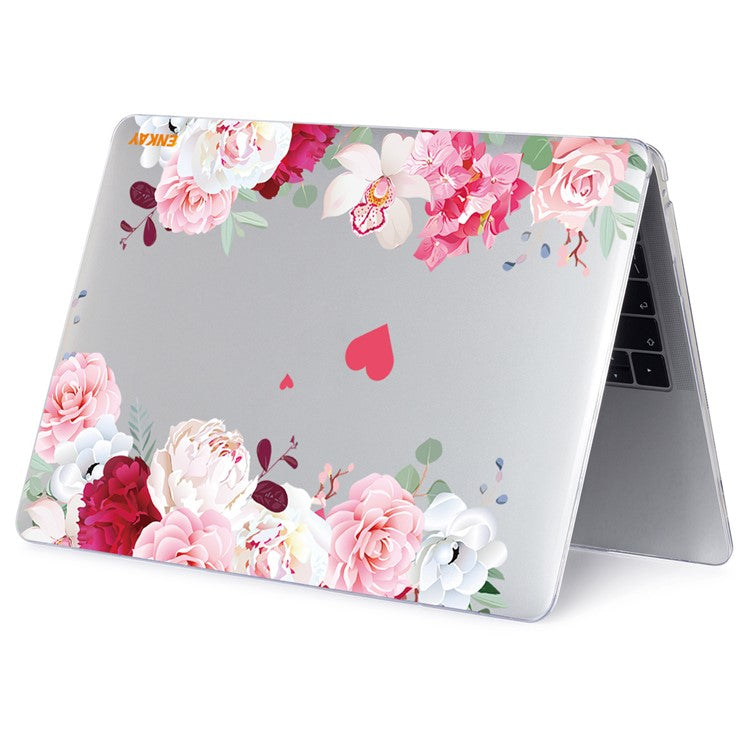 ENKAY HAT PRINCE for MacBook Pro 16 inch (2024) (2023) (2021) A2485 Flowers Pattern Crystal PC Laptop Case - Peony