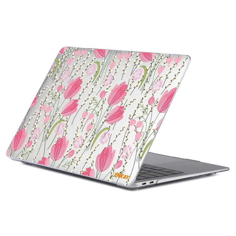 ENKAY HAT PRINCE for MacBook Pro 16 inch (2024) (2023) (2021) A2485 Flowers Pattern Crystal PC Laptop Case - Tulip