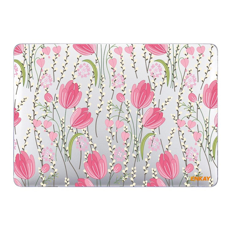ENKAY HAT PRINCE for MacBook Pro 16 inch (2024) (2023) (2021) A2485 Flowers Pattern Crystal PC Laptop Case - Tulip