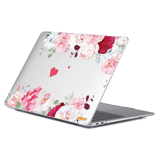 ENKAY HAT PRINCE for MacBook Pro 14 inch (2024) (2023) (2021) A2442 Flowers Series Crystal PC Laptop Case - Peony