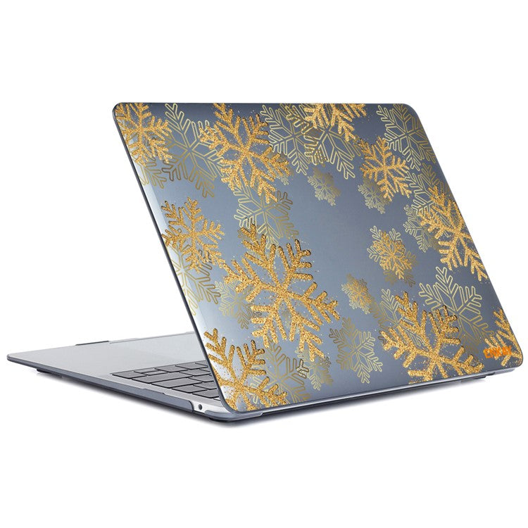 ENKAY HAT PRINCE for MacBook Pro 14 inch (2024) (2023) (2021) A2442 Flower Patterns Hard PC Two-Piece Sheer Laptop Case - Gold Snowflake
