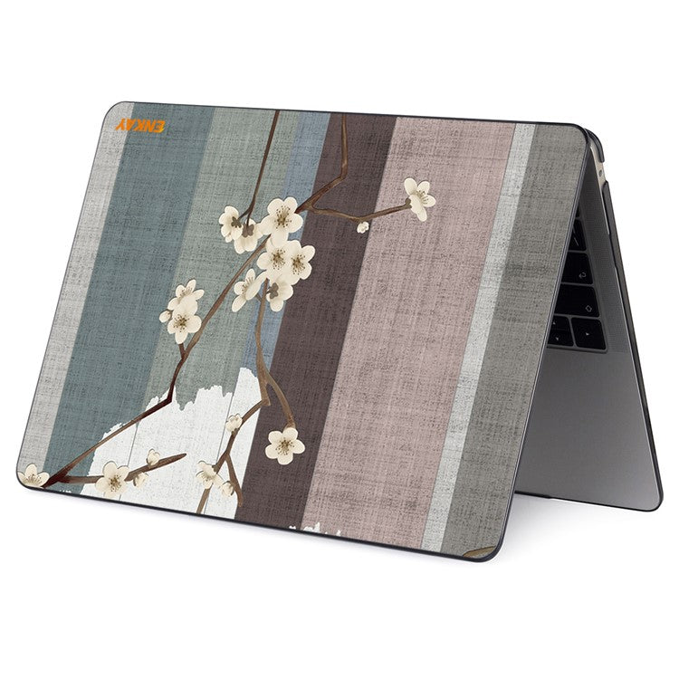ENKAY HAT PRINCE for MacBook Pro 14 inch (2024) (2023) (2021) A2442 Flower Patterns Hard PC Two-Piece Sheer Laptop Case - Plum Blossom