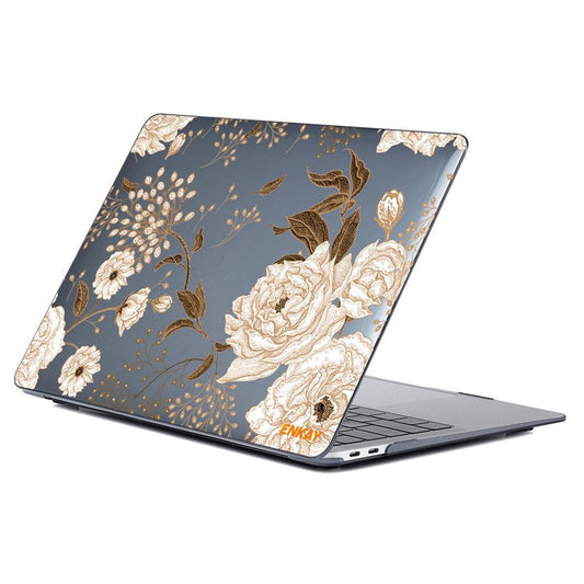 ENKAY HAT PRINCE for MacBook Pro 14 inch (2024) (2023) (2021) A2442 Flower Patterns Hard PC Two-Piece Sheer Laptop Case - Gold Peony