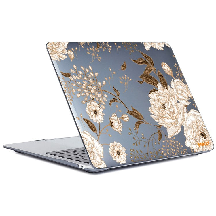 ENKAY HAT PRINCE for MacBook Pro 14 inch (2024) (2023) (2021) A2442 Flower Patterns Hard PC Two-Piece Sheer Laptop Case - Gold Peony