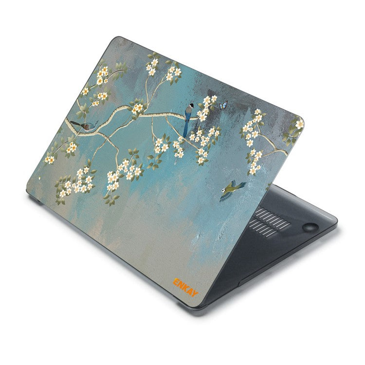 ENKAY HAT PRINCE for MacBook Pro 14 inch (2024) (2023) (2021) A2442 Flower Patterns Hard PC Two-Piece Sheer Laptop Case - Yulan Magnolia