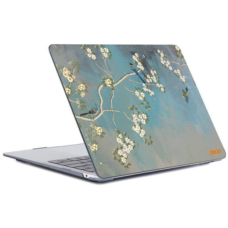 ENKAY HAT PRINCE for MacBook Pro 14 inch (2024) (2023) (2021) A2442 Flower Patterns Hard PC Two-Piece Sheer Laptop Case - Yulan Magnolia