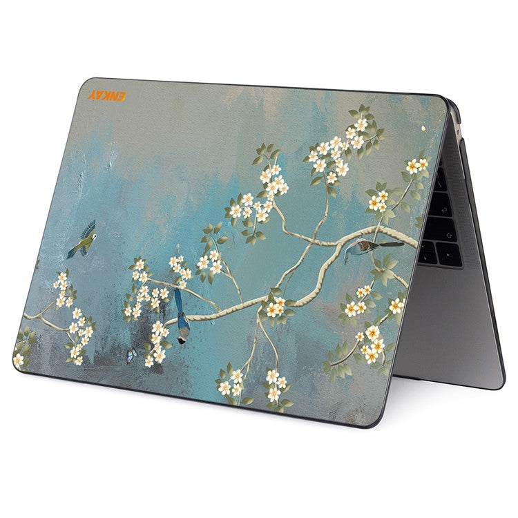 ENKAY HAT PRINCE for MacBook Pro 14 inch (2024) (2023) (2021) A2442 Flower Patterns Hard PC Two-Piece Sheer Laptop Case - Yulan Magnolia