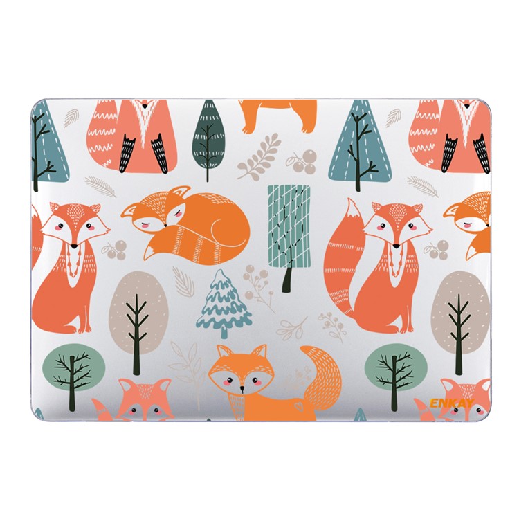 ENKAY HAT PRINCE for MacBook Pro 14 inch (2024) (2023) (2021) A2442 Cute Animals Series PC Crystal Sheer Laptop Protective Case - Foxes