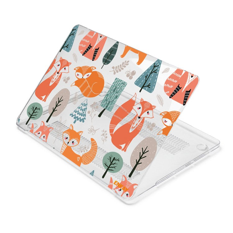 ENKAY HAT PRINCE for MacBook Pro 14 inch (2024) (2023) (2021) A2442 Cute Animals Series PC Crystal Sheer Laptop Protective Case - Foxes