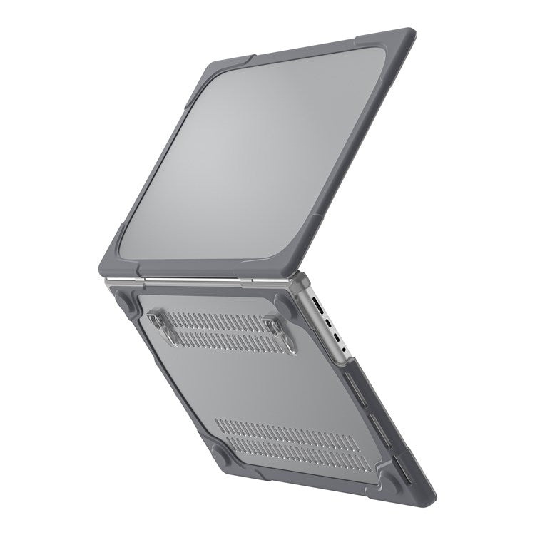 For MacBook Pro 16 inch (2024) (2023) (2021) A2485 / A2780 / A2991 (M1 / M2 / M3) Hard PC + TPU Laptop Case Notebook Cover - Grey