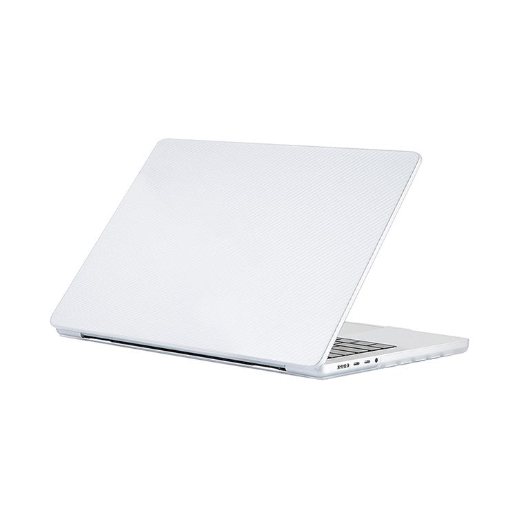 For MacBook Pro 14 inch (2024) (2023) (2021) A2442 Carbon Fiber Texture Hard Laptop Cover Hardshell Case - White