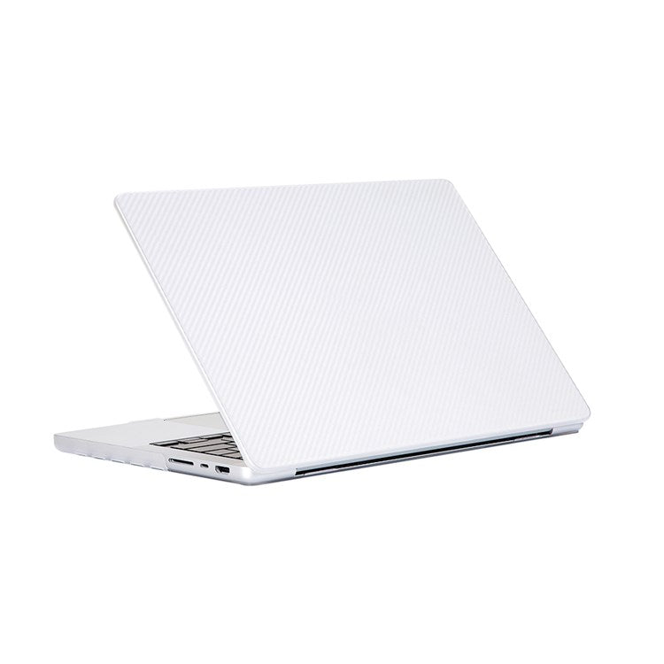 For MacBook Pro 14 inch (2024) (2023) (2021) A2442 Carbon Fiber Texture Hard Laptop Cover Hardshell Case - White