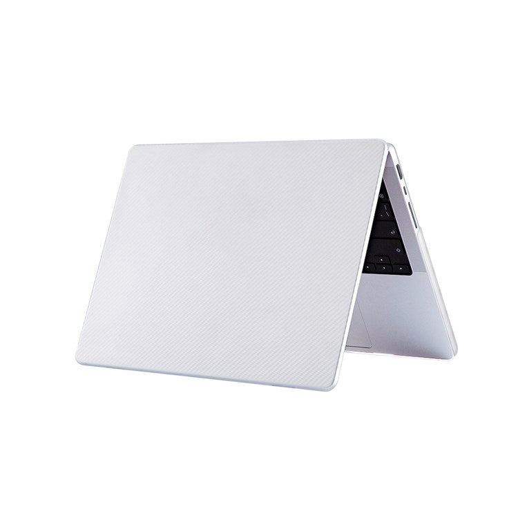 For MacBook Pro 14 inch (2024) (2023) (2021) A2442 Carbon Fiber Texture Hard Laptop Cover Hardshell Case - White