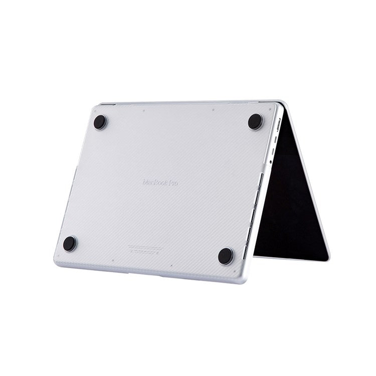 For MacBook Pro 14 inch (2024) (2023) (2021) A2442 Carbon Fiber Texture Hard Laptop Cover Hardshell Case - White