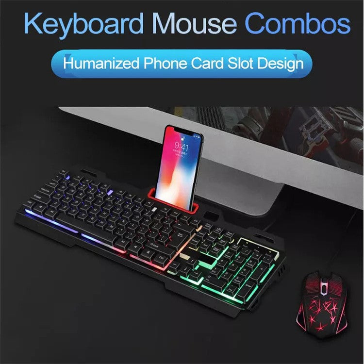 RGB Light 104 Keys USB Wired Gaming Keyboard and Wired Mouse Combo for PC Gamer Laptop Work