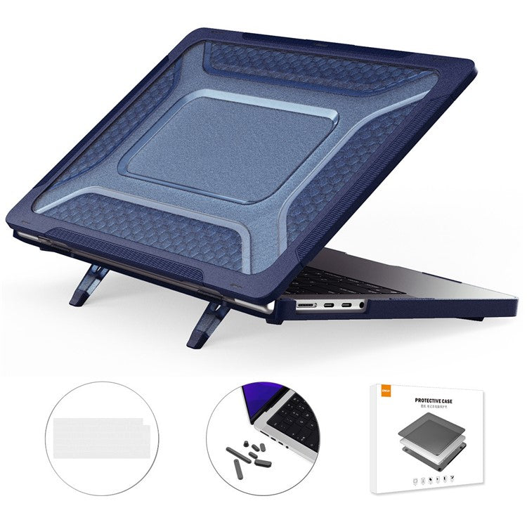 ENKAY HAT PRINCE for MacBook Pro 14 inch (2024) (2023) (2021) A2442 (EU Version) PC Laptop Cover with TPU Keyboard Film + Anti-Dust Plugs - Blue