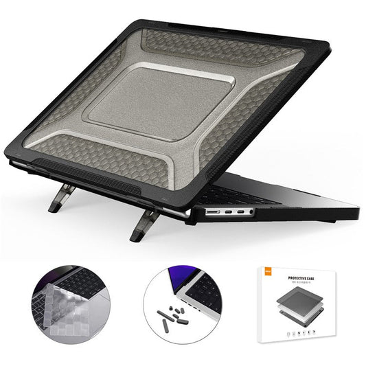 ENKAY HAT PRINCE for MacBook Pro 14 inch (2024) (2023) (2021) A2442 (US Version) PC Laptop Cover with TPU Keyboard Film + Anti-Dust Plugs - Black