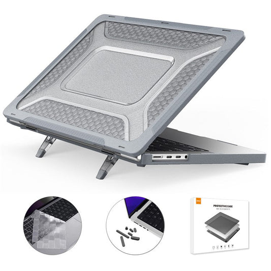 ENKAY HAT PRINCE for MacBook Pro 14 inch (2024) (2023) (2021) A2442 (US Version) PC Laptop Cover with TPU Keyboard Film + Anti-Dust Plugs - Grey