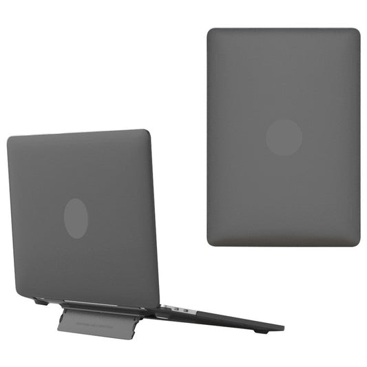 For MacBook Pro 14 inch (2023) A2779 / (2021) A2442 Matte PC Case Anti-Scratch Protective Laptop Cover with Kickstand - Black