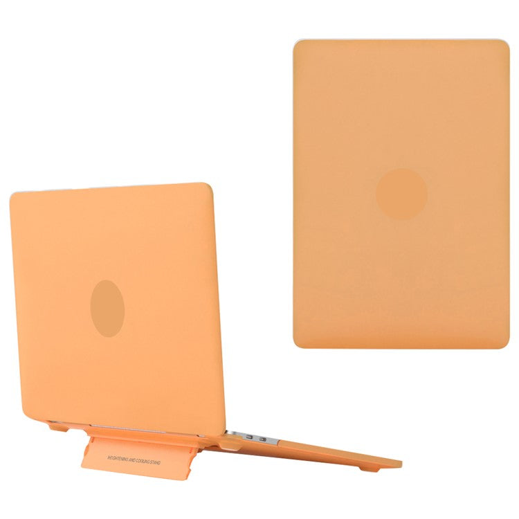 For MacBook Pro 14 inch (2023) A2779 / (2021) A2442 Matte PC Case Anti-Scratch Protective Laptop Cover with Kickstand - Yellow