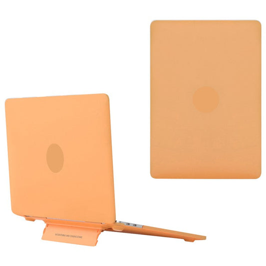 For MacBook Pro 14 inch (2023) A2779 / (2021) A2442 Matte PC Case Anti-Scratch Protective Laptop Cover with Kickstand - Yellow