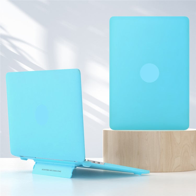 For MacBook Pro 14 inch (2023) A2779 / (2021) A2442 Matte PC Case Anti-Scratch Protective Laptop Cover with Kickstand - Baby Blue