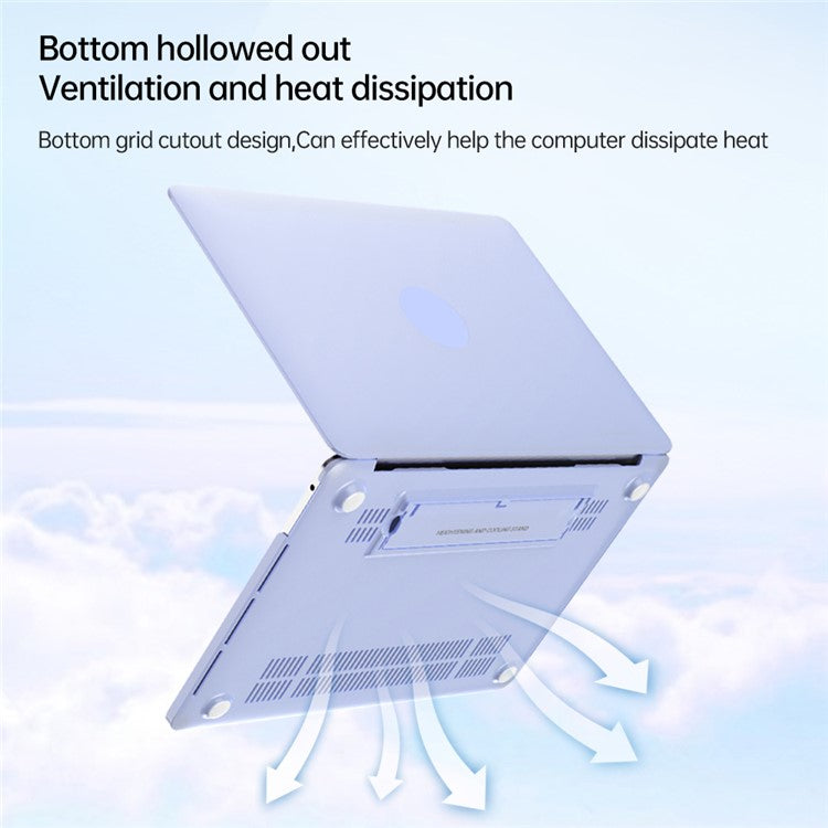 For MacBook Pro 14 inch (2023) A2779 / (2021) A2442 Matte PC Case Anti-Scratch Protective Laptop Cover with Kickstand - Baby Blue