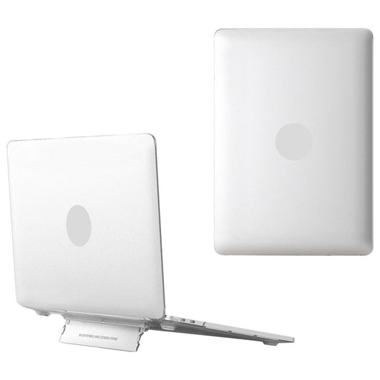 For MacBook Pro 14 inch (2023) A2779 / (2021) A2442 Matte PC Case Anti-Scratch Protective Laptop Cover with Kickstand - White