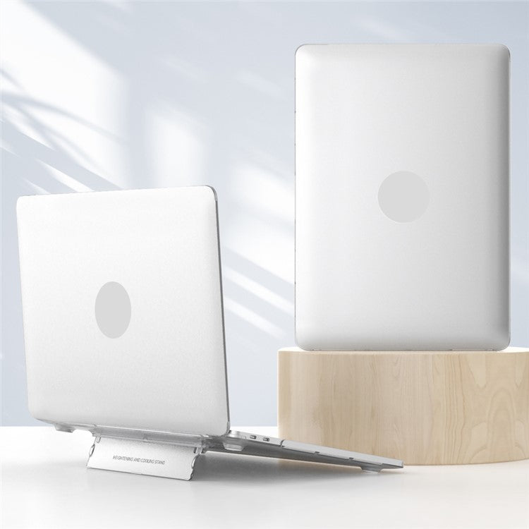 For MacBook Pro 14 inch (2023) A2779 / (2021) A2442 Matte PC Case Anti-Scratch Protective Laptop Cover with Kickstand - White