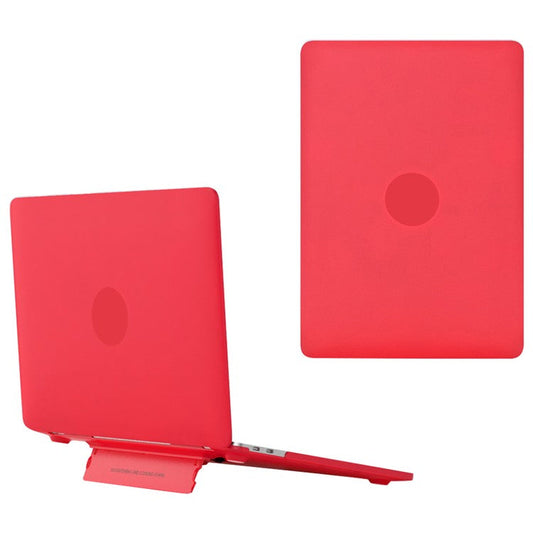 For MacBook Pro 14 inch (2023) A2779 / (2021) A2442 Matte PC Case Anti-Scratch Protective Laptop Cover with Kickstand - Red