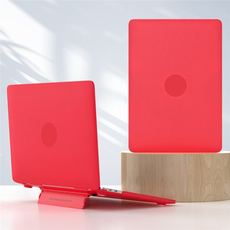 For MacBook Pro 14 inch (2023) A2779 / (2021) A2442 Matte PC Case Anti-Scratch Protective Laptop Cover with Kickstand - Red