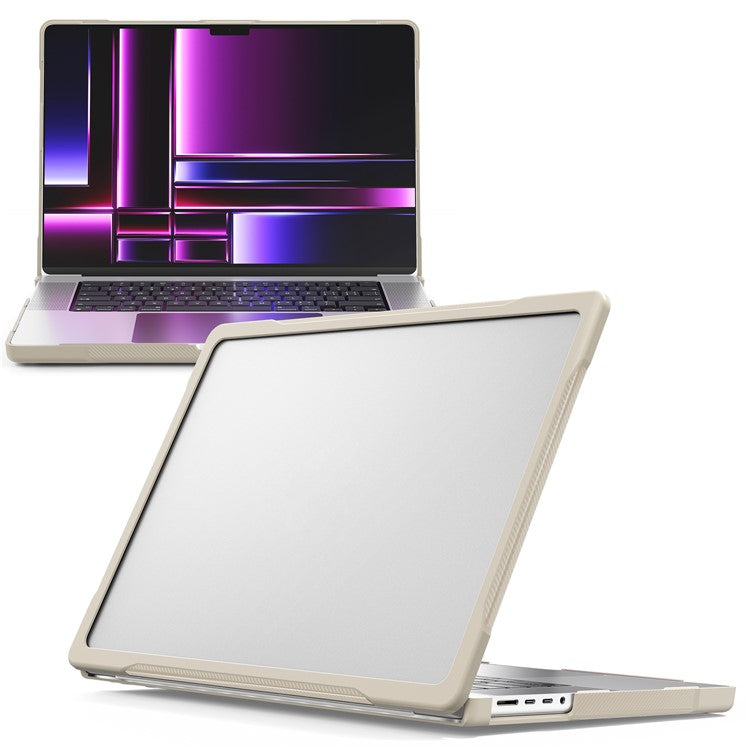 For MacBook Pro 16 inch (2024) (2023) (2021) A2485 A2780 / A2991 (M1 / M2 / M3) PC+TPU Laptop Cover Anti-Drop Shockproof Case - Khaki
